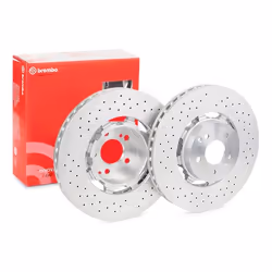 Brake disc; BREMBO; 360 36 5 internally vented, slotted/perforated, two-part brake disc Coated High-carbon; for MERCEDES-BENZ ...