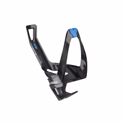 Elite Cannibal XC Bio-Based Bottle Cage  Black Glossy with Blue Graphic - Lightweight and Secure for All Terrains