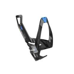Elite Cannibal XC Bio-Based Bottle Cage  Black Glossy with Blue Graphic - Lightweight and Secure for All Terrains