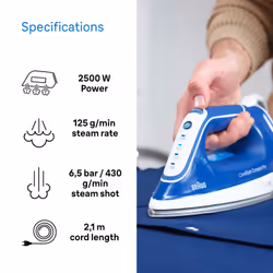 Braun TexStyle 3 IS2565BL iron Steam iron Aluminium soleplate 2400 W Blue, White - Additional view 5