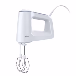 Braun HM 3135 WH, Hand mixer, Grey, White, Beat, Knead, Mixing, 1.25 m, 0.6 L, 0.5 L