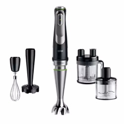 Braun MultiQuick 9 MQ 9195XLI, Immersion blender, 2 L, Ice crushing, 1.2 m, 1200 W, Black, Stainless steel