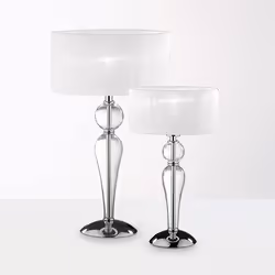 Ideal Lux DUCHESSA TL1 BIG, Transparent, White, Fabric, Glass, Metal, Bedroom, Living room, IP20, E27, 1 bulb(s)