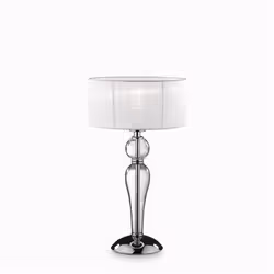 Ideal Lux DUCHESSA TL1 SMALL, Transparent, White, Fabric, Glass, Metal, Bedroom, Living room, IP20, E27, 1 bulb(s)