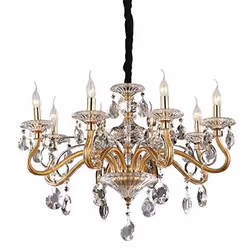 Ideal Lux Negresco SP8, Surfaced, Gold, Transparent, Glass, Metal, Dining room, IP20, 8 bulb(s)