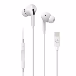 Celly UP1200TYPEC - USB-C Stereo Wired in-ear Earphones, Wired, 20 - 20000 Hz, Calls/Music, 50 g, Headset, White
