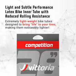 Vittoria Competition Latex Tube - Performance Bike Tire Tube - Lightweight Bicycle Inner Tubes for Racing (700x25/28)  Black (TUV1TA00002) - Additional view 4