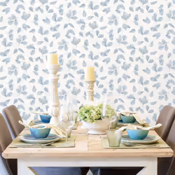 Noordwand Wallpaper Wall Panel Wall Sticker Evergreen Leaves White and Blue