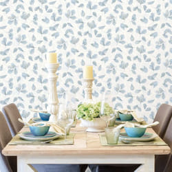 Noordwand Wallpaper Wall Panel Wall Sticker Evergreen Leaves White and Blue