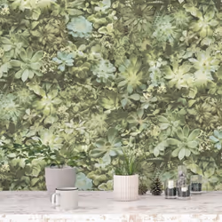 Noordwand Evergreen Wallpaper Succulent Green and Beige Decorative Wallpaper