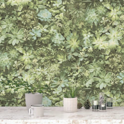 Noordwand Evergreen Wallpaper Succulent Green and Beige Decorative Wallpaper