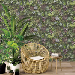 Evergreen Wallpaper Green and Purple Interior Living Room Decor Wall Sticker