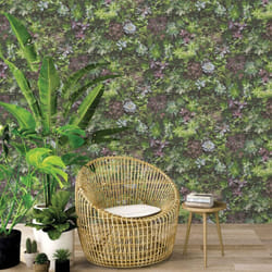 Evergreen Wallpaper Green and Purple Interior Living Room Decor Wall Sticker