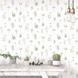 Noordwand Wallpaper Wall Panel Wall Sticker Evergreen Herbs and Flowers White