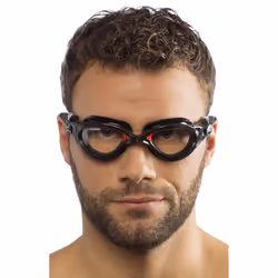 Cressi Adult Flash Swimming Goggles - Black/Red - Clear Lens