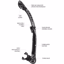 Cressi Unisex Alpha Ultra Dry Snorkel Ideal for Snorkelling, Apnea and Diving