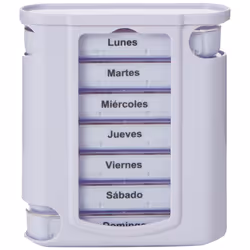 GIMA Pill tower storage box, 7 days, 4ÃÂ compartments, Spanish/Portouguese language, tablet dispencer, medication week box