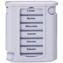 GIMA Pill tower storage box, 7 days, 4ÃÂ compartments, Spanish/Portouguese language, tablet dispencer, medication week box