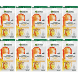 10 X Garnier Skin Active Vitamin C + Pineapple Extract Ampoule Face Sheet Mask 15g