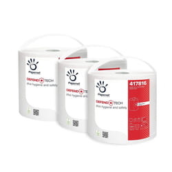 Papernet Industrial DefendTech Paper Towel 417816|2-ply Wiper Roll with Antibacterial Formula|Compatible with Centrefeed Dispenser 416167|3 White