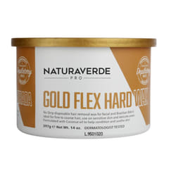 NaturaverdePro Gold Flex Hard Wax  Body and Facial Hair Removal  Brazilian Bikini Wax for Women with Soothing Coconut Oil - 14 oz