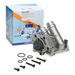 GRAF PA1359 Water pump 29 with gasket/seal with lid, Thermostat fitted in water pump Metal 44,9 AUDI: A4 B8 Avant, Q5, A5 B8 Sportback