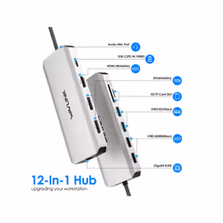 Wavlink UMD303 4K HDMI Multiport Adapter USB-C HUB Triple Monitor 12-in-1 Laptop Docking Station