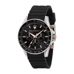 Maserati Sfida Chronograph Silicone Strap Black Dial Quartz R8871640002 100M Men's Watch
