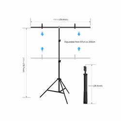 PULUZ 1x2m T-Shape Photo Studio Background Support Stand Backdrop Crossbar Bracket Kit with Clips(Green)