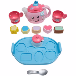 Fisher-Price DYM76 Laugh and Learn Sweet Manners Tea Playset, Toddler Role Play Tea Set Toy for Children with Educational Shape Sorter, Suit