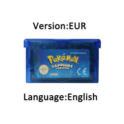 Pokemon Game Card English Language Emerald Sapphire Series NDSL GB GBC GBM GBA SP Ruby Firered Video Cartridge Console Game Card - EUR- Sapphire