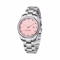 AKNIGHT Watch for Men Analog Quartz Wristwatches Waterproof Chronograph Watches Stainless Steel Band Watches - Pink