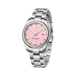 AKNIGHT Watch for Men Analog Quartz Wristwatches Waterproof Chronograph Watches Stainless Steel Band Watches - Pink