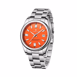 AKNIGHT Watch for Men Analog Quartz Wristwatches Waterproof Chronograph Watches Stainless Steel Band Watches - Red