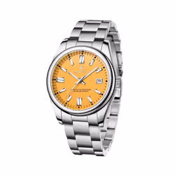 AKNIGHT Watch for Men Analog Quartz Wristwatches Waterproof Chronograph Watches Stainless Steel Band Watches - Yellow