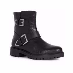 ) Geox Hoara 90% Leather Bovine Coated-10% Leather Bovine Nappa Women's Black Boots - Black, 4 (Adults'