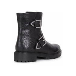 ) Geox Hoara 90% Leather Bovine Coated-10% Leather Bovine Nappa Women's Black Boots - Black, 6 (Adults'