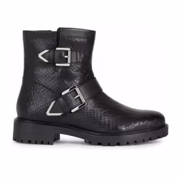 ) Geox Hoara 90% Leather Bovine Coated-10% Leather Bovine Nappa Women's Black Boots - Black, 7 (Adults'