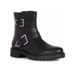 ) Geox Hoara 90% Leather Bovine Coated-10% Leather Bovine Nappa Women's Black Boots - Black, 7.5 (Adults'