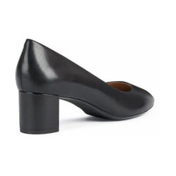 ) Geox D PHEBY Leather Bovine Full Grain Women's Black Heels - Black, 5 (Adults'
