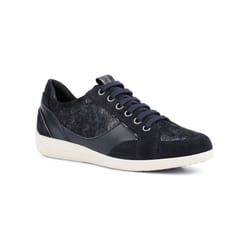 ) Geox Myria Leather Women's Navy/Blue Trainers - Blue, 7 (Adults'