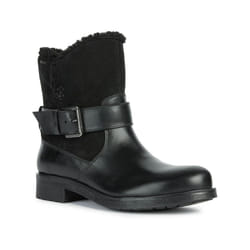 ) Geox D Rawelle B ABX A Leather Women's Black Boots - Black, 5 (Adults'
