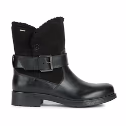 ) Geox D Rawelle B ABX A Leather Women's Black Boots - Black, 6 (Adults'
