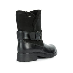) Geox D Rawelle B ABX A Leather Women's Black Boots - Black, 7.5 (Adults'