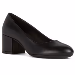 ) Geox D ELEANA A Leather Bovine Full Grain Women's Black Heels - Black, 5 (Adults'