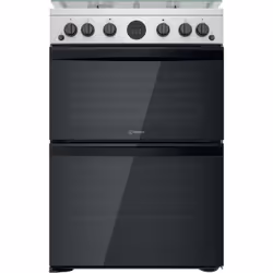 Indesit ID67G0MCX/UK, Freestanding cooker, Silver, Rotary, Metal, Top front, 1.1 m