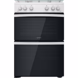 Indesit ID67G0MCW/UK, Freestanding cooker, White, Rotary, Metal, Top front, 1.1 m