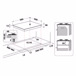 Indesit PAA 642 IX/I WE1 Stainless steel Built-in 58 cm Gas 4 zone(s) - Additional view 5