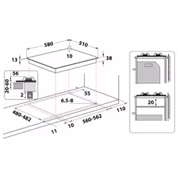 Indesit THP 642 IX/I 1 Stainless steel Built-in 60 cm Gas 4 zone(s) - Additional view 5