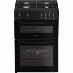 Indesit IDG6GB, Freestanding cooker, Black, Rotary, Black, Front, Enamel